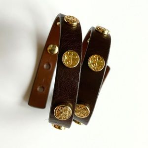 Tory Burch double wrap leather bracelet